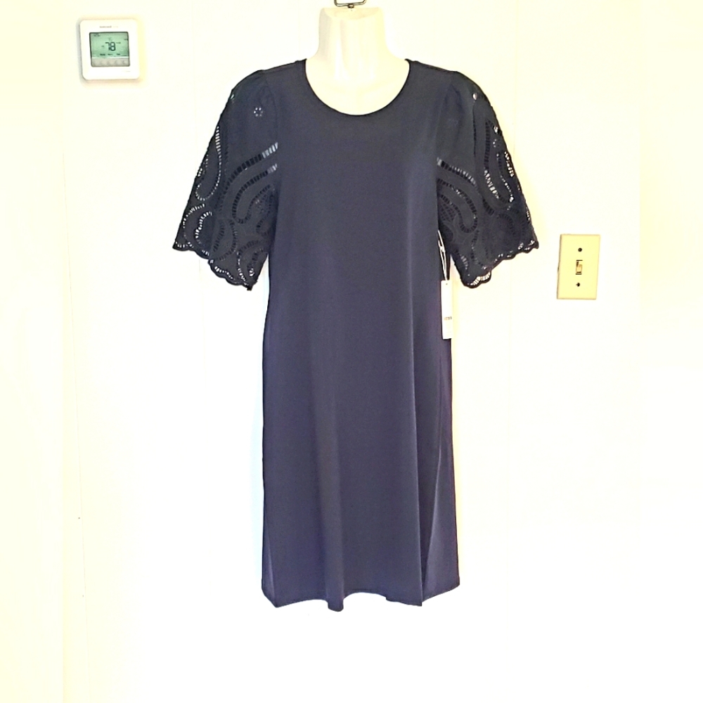 Chico's Eyelet Flutter Sleeves Dress